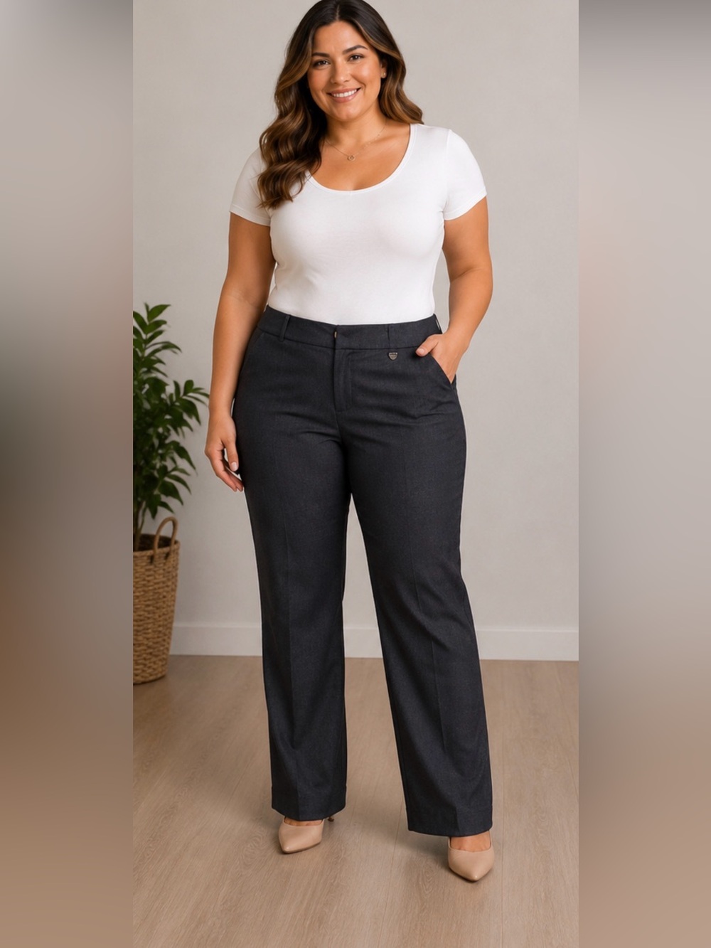 New York & Company Stretch Trouser Jeans Women’s 8 Petite Dark Wash Wide Leg